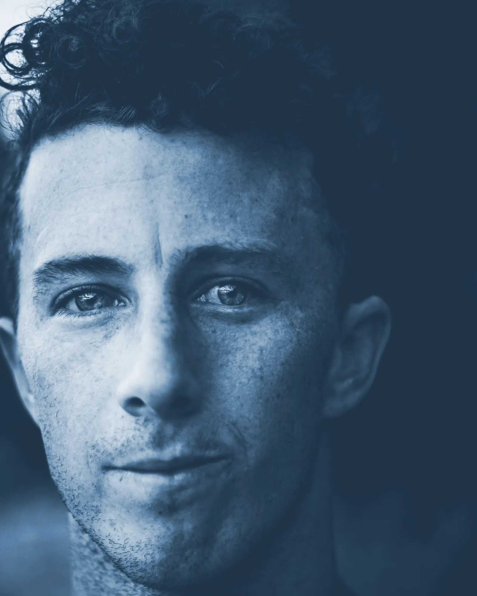 A close portrait of a person's face.